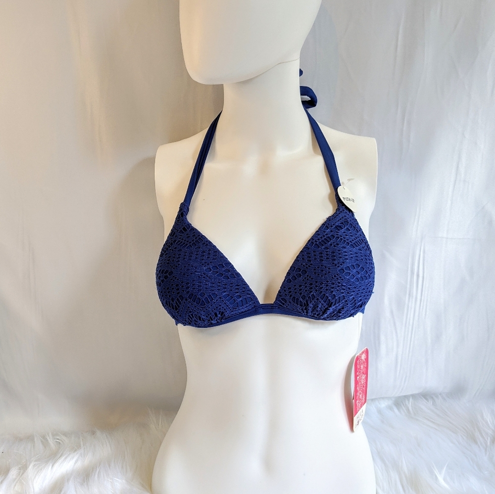 Hula Honey Crochet Look Push Up Swim Top NWT